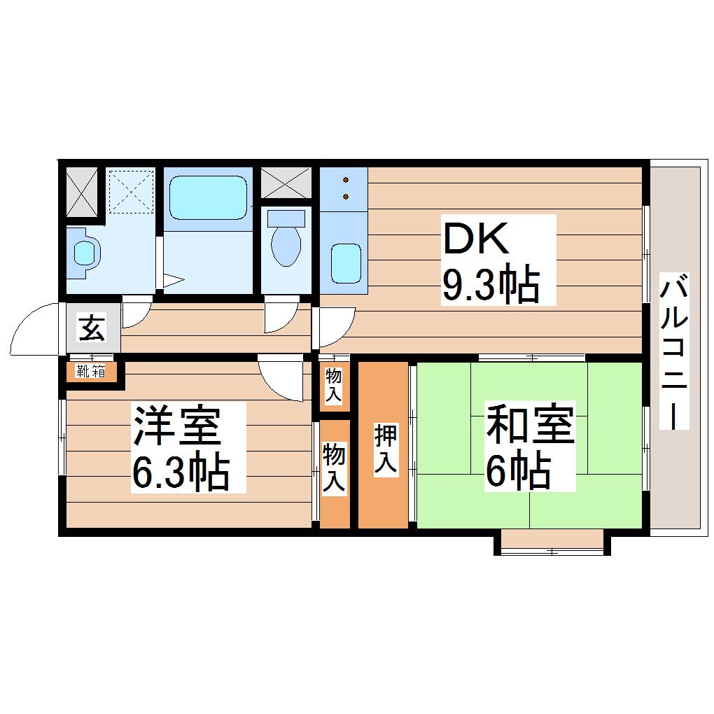 プロニティ南吉成(2LDK/2階)の間取り写真