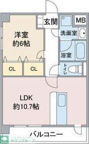 ルーチェ庄内緑地(1LDK/2階)の間取り写真