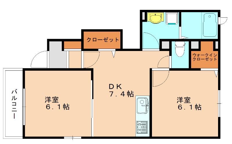 フーガ津屋崎II(2DK/1階)の間取り写真