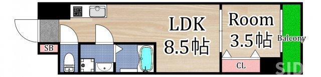 コートエスト都島(1LDK/3階)の間取り写真
