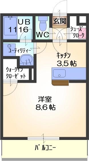 ルコネッサンス(ワンルーム/1階)の間取り写真