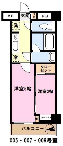 メインステージ川口リンクス(2K/6階)の間取り写真