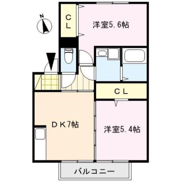 コンフォールハイム(2DK/2階)の間取り写真