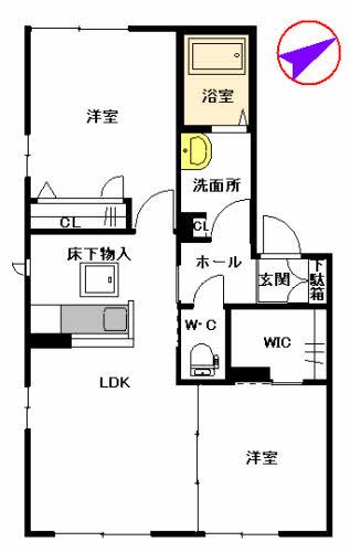 シャーメゾン・ヴィブレ2番館  A棟(2LDK/1階)の間取り写真