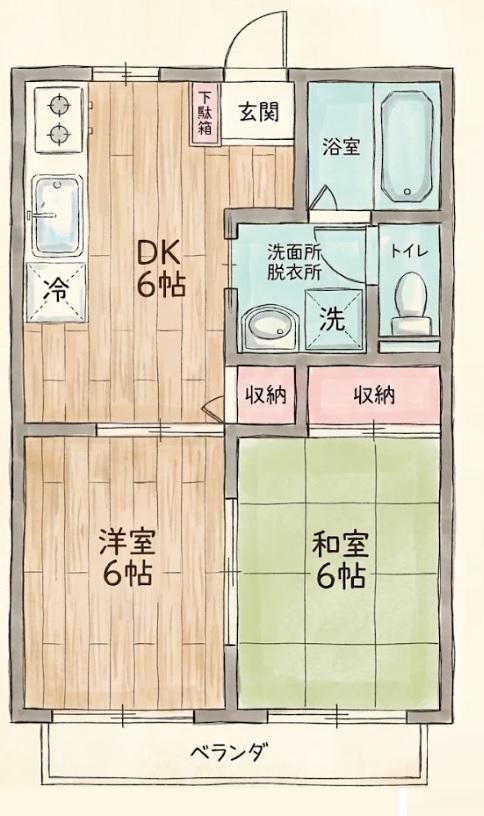 フラワーヒル東大宮B(2DK/1階)の間取り写真