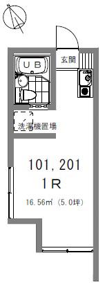 リバティ大井(ワンルーム/2階)の間取り写真