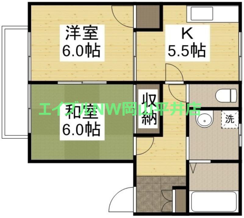 ハニーハイツVI(2DK/2階)の間取り写真