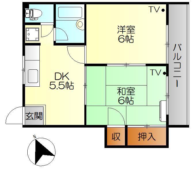 第2橋本ビル(2DK/5階)の間取り写真