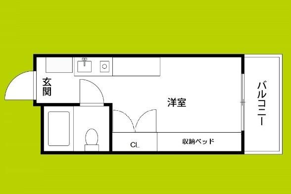 大国町池田マンション(ワンルーム/6階)の間取り写真