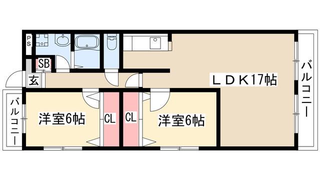 サン・キャッスル岩崎(2LDK/3階)の間取り写真