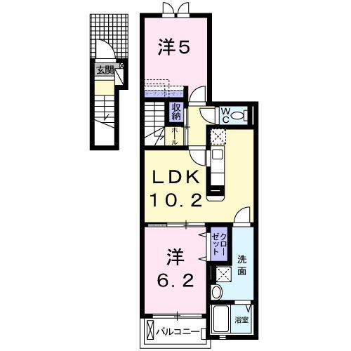 アリッサム(2LDK/2階)の間取り写真