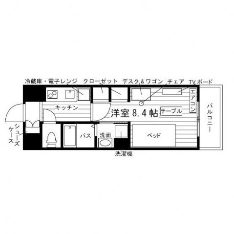 HOKULEA大橋(1K/4階)の間取り写真