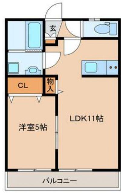 ハレクラニ唐津(1LDK/1階)の間取り写真