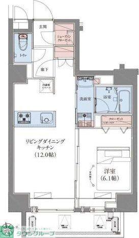 CREATIF蔵前(1LDK/4階)の間取り写真