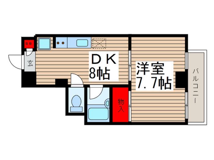 アーク亀戸3丁目(1DK/5階)の間取り写真