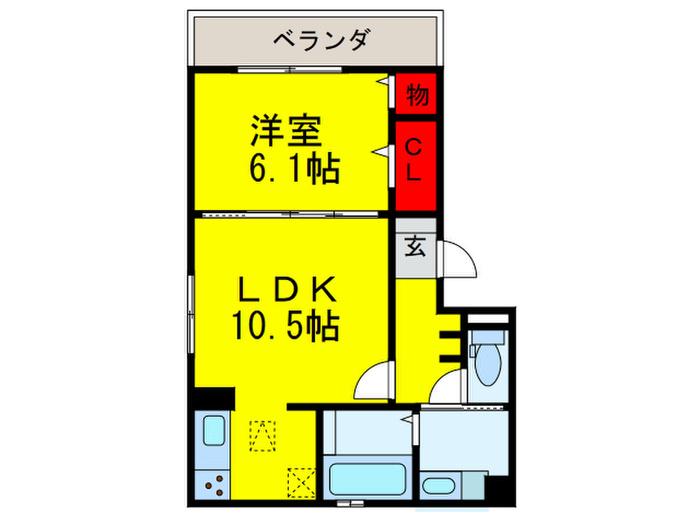 D-ROOMクレア 堺(1LDK/1階)の間取り写真