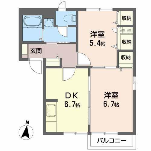 アルビレオ51(2DK/2階)の間取り写真