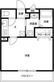 アンプルール リーブル チアフルA(1K/2階)の間取り写真