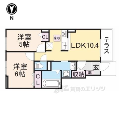 パディ・アロウ・ハウスⅤ(2LDK/1階)の間取り写真