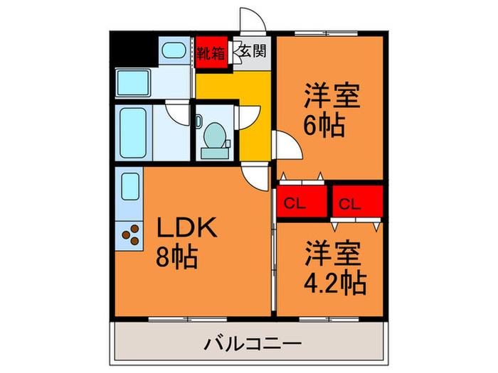 フレシールコートM(2LDK/3階)の間取り写真