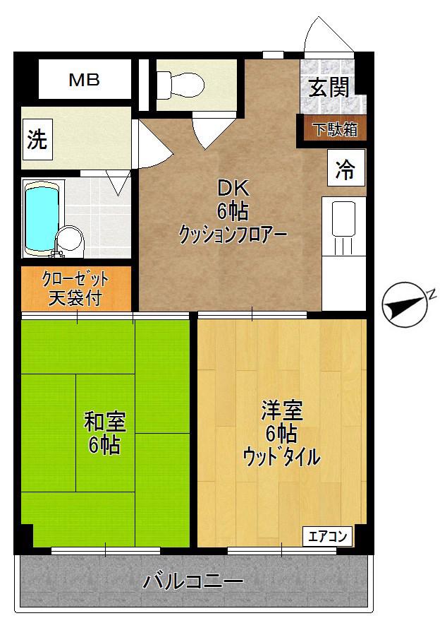 ピュアネスシャイン(2DK/3階)の間取り写真