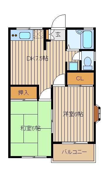 メゾンタケイ(2DK/1階)の間取り写真