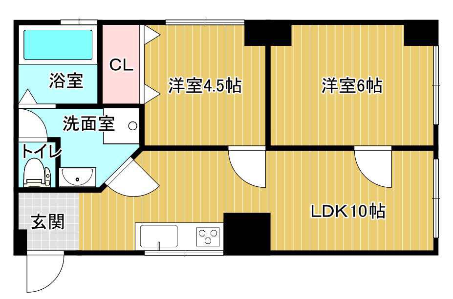 吉田マンション(2LDK/3階)の間取り写真