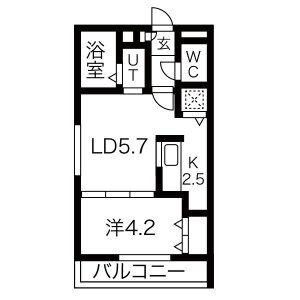 ピーコック平岸(1LDK/4階)の間取り写真