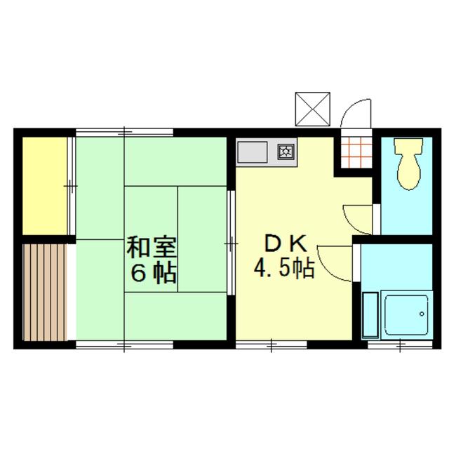 笠間ハイツ(1DK/2階)の間取り写真