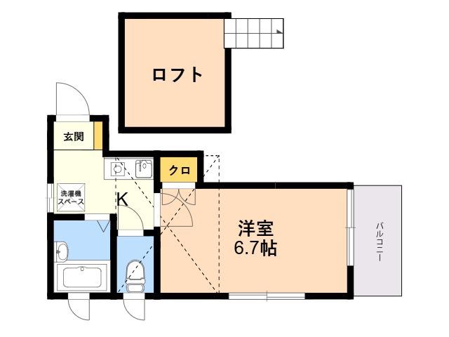 マーベラス六本松(1K/2階)の間取り写真