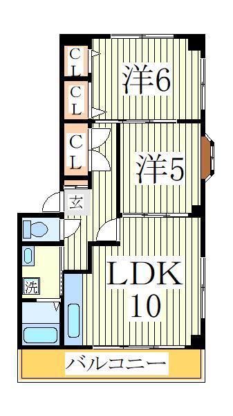 サンモール(2LDK/3階)の間取り写真