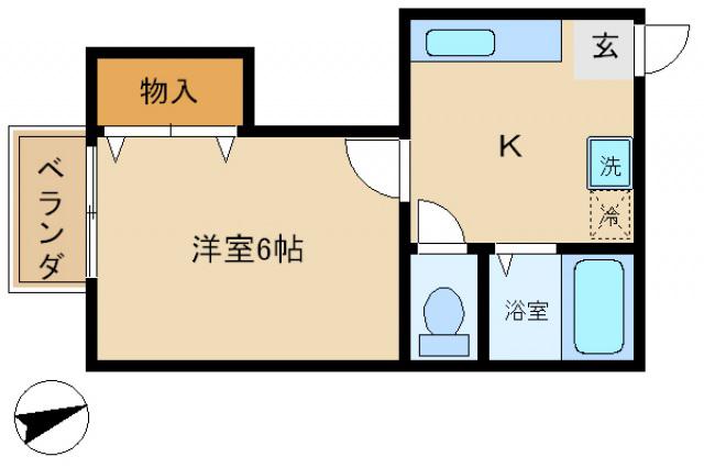 ハイツアオキ第1(1K/1階)の間取り写真
