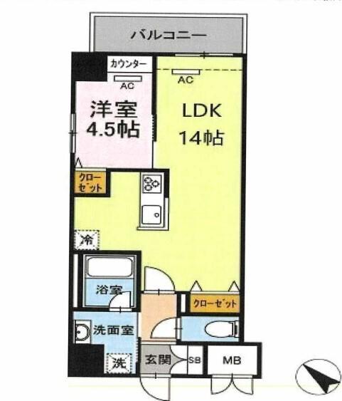 ELGRAND箱崎(1LDK/5階)の間取り写真
