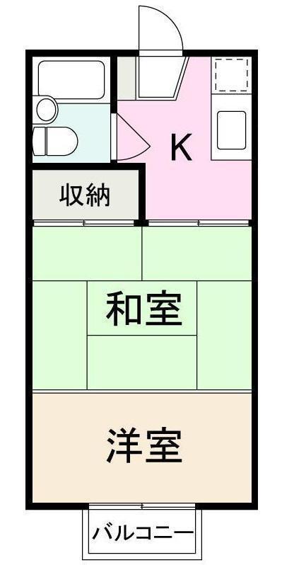 三好ハイツII(1K/1階)の間取り写真