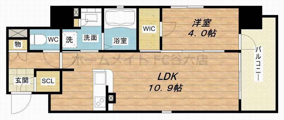 OPUS RESIDENCE SHINSAIBASHIサウス(1LDK/11階)の間取り写真