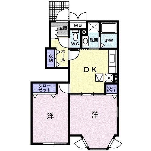 エテルノベルル I(2DK/1階)の間取り写真
