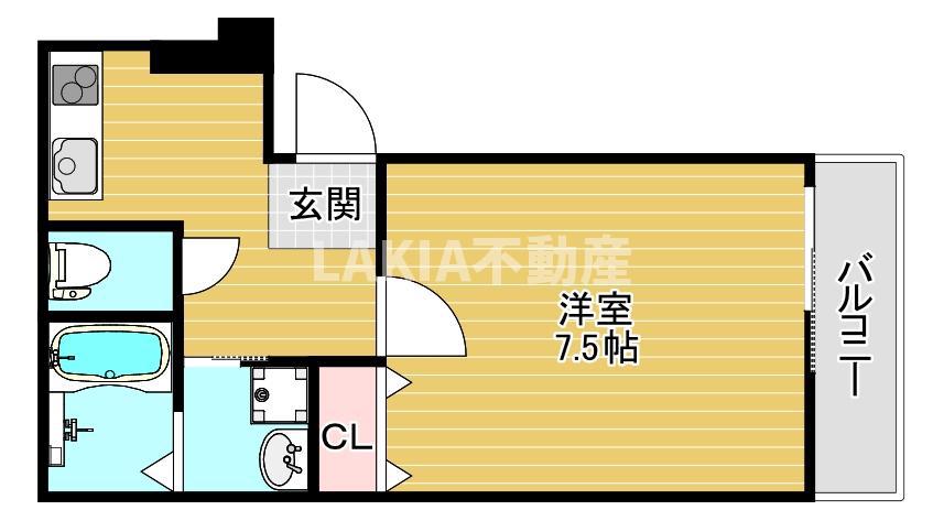 フジパレス針中野VI番館(1K/1階)の間取り写真