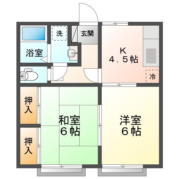 まつばらコート(2K/2階)の間取り写真