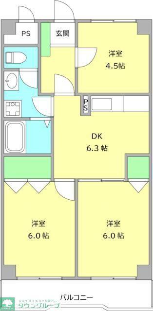 ゼファー銀座(3DK/5階)の間取り写真