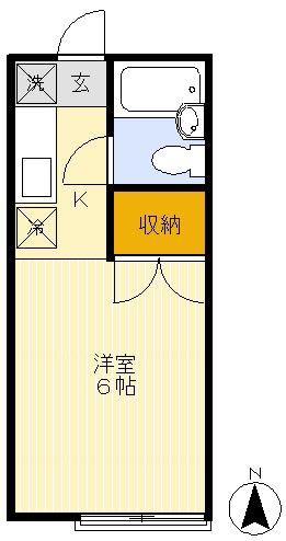 第一小坂コーポ(ワンルーム/1階)の間取り写真
