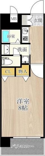 アスリート新大阪II(1K/8階)の間取り写真