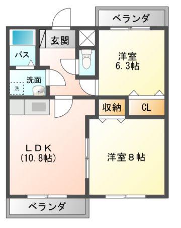 メゾン・デ・カノン(2LDK/1階)の間取り写真