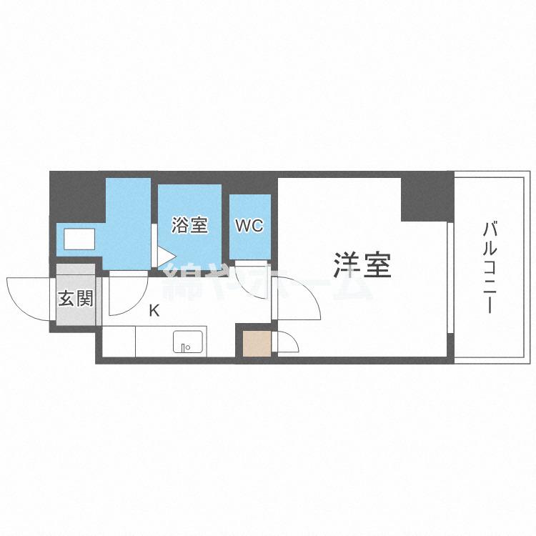 UーRO鶴橋駅前(1K/6階)の間取り写真