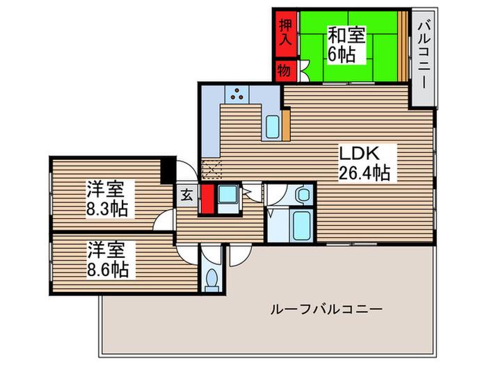 ラフィーヌ・ショコラ(3LDK/4階)の間取り写真