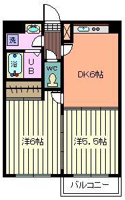 ベルエポックII(2DK/4階)の間取り写真