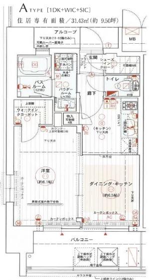 エステムコート中之島GATEII(1DK/7階)の間取り写真