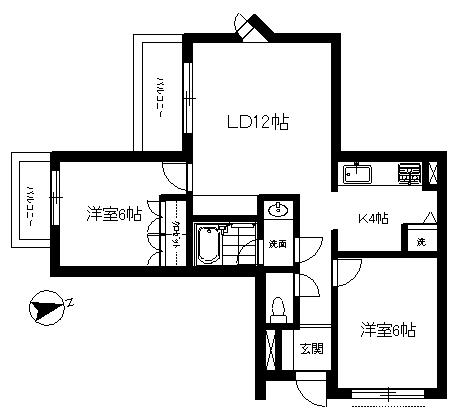東北沢シティハウス(2LDK/2階)の間取り写真