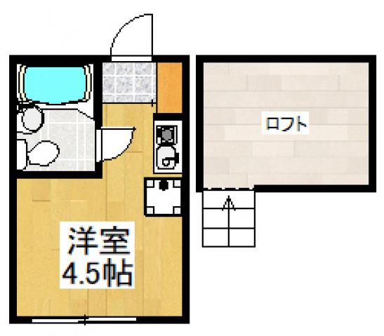 東大和ハイランド(ワンルーム/1階)の間取り写真