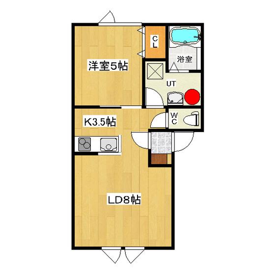 ユニバーサルハイツ(1LDK/2階)の間取り写真