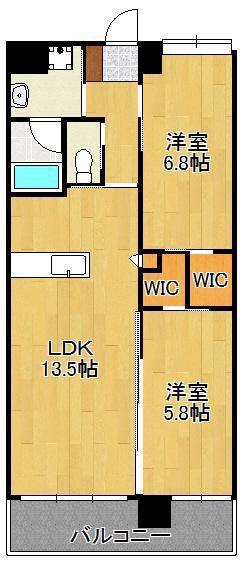 ウィングス八幡駅前(2LDK/3階)の間取り写真